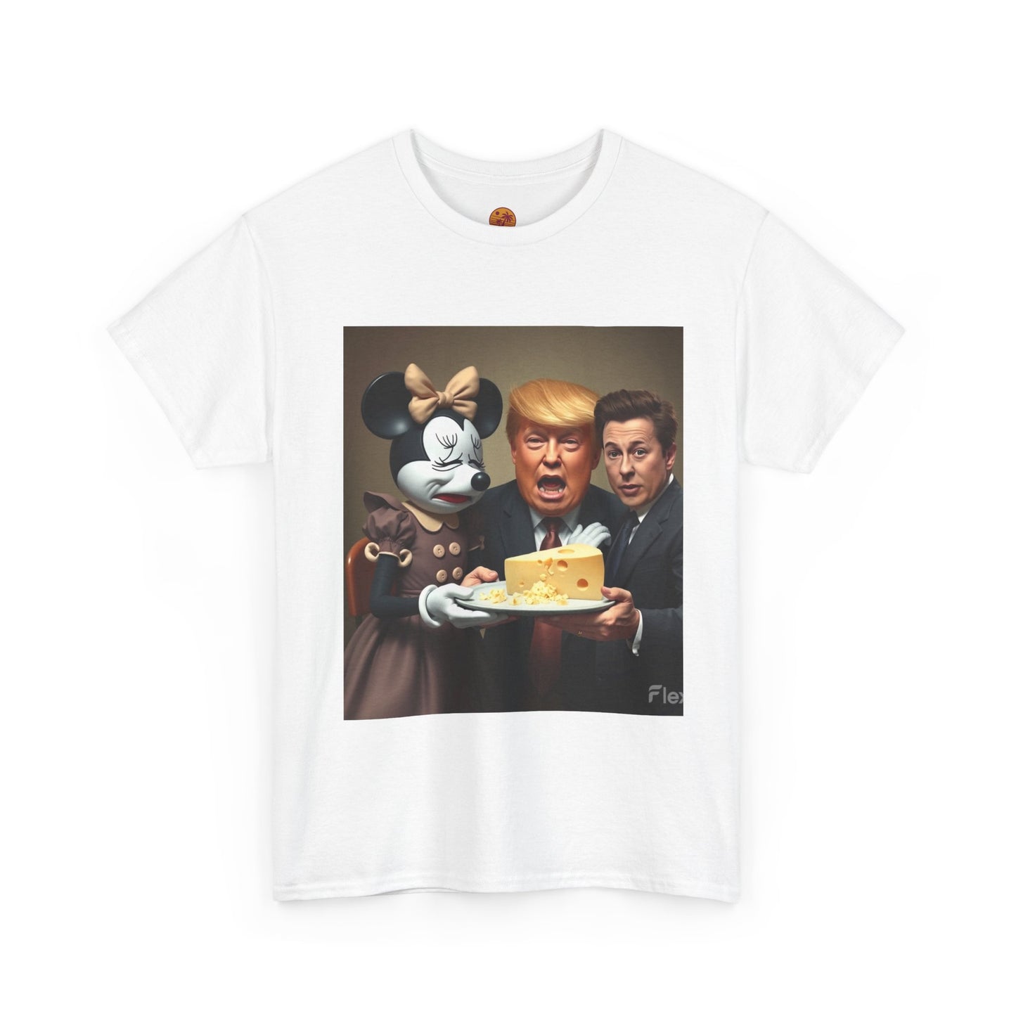 Funny Unisex Heavy Cotton Tee - Donald Trump, Mickey & Minnie Cheese Graphic Tee