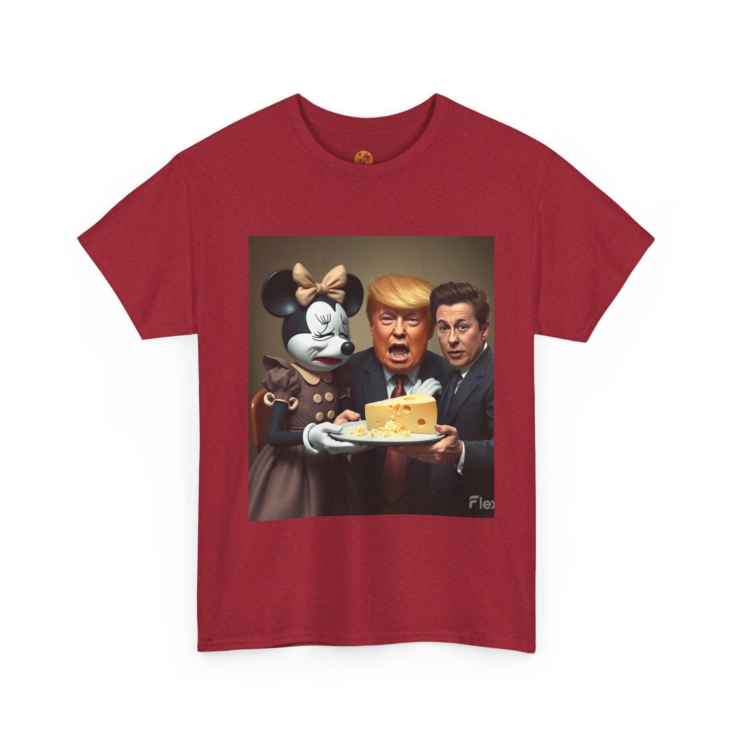 Funny Unisex Heavy Cotton Tee - Donald Trump, Mickey & Minnie Cheese Graphic Tee