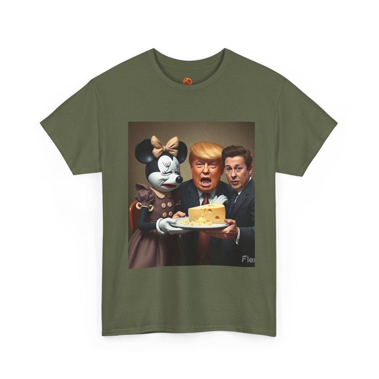 Funny Unisex Heavy Cotton Tee - Donald Trump, Mickey & Minnie Cheese Graphic Tee